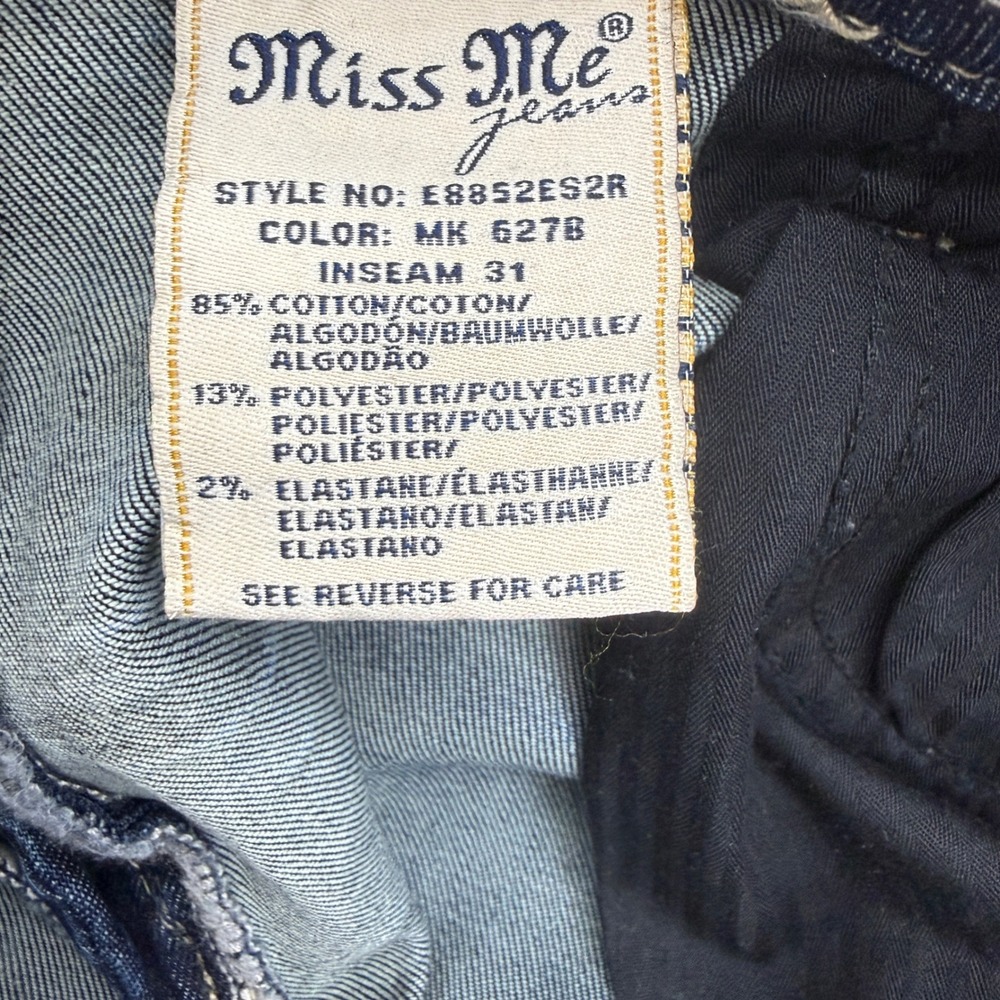 Miss Me Easy Skinny Jeans Womens 29 Dark Wash Mid Rise Embellished Sequin - Picture 4 of 8